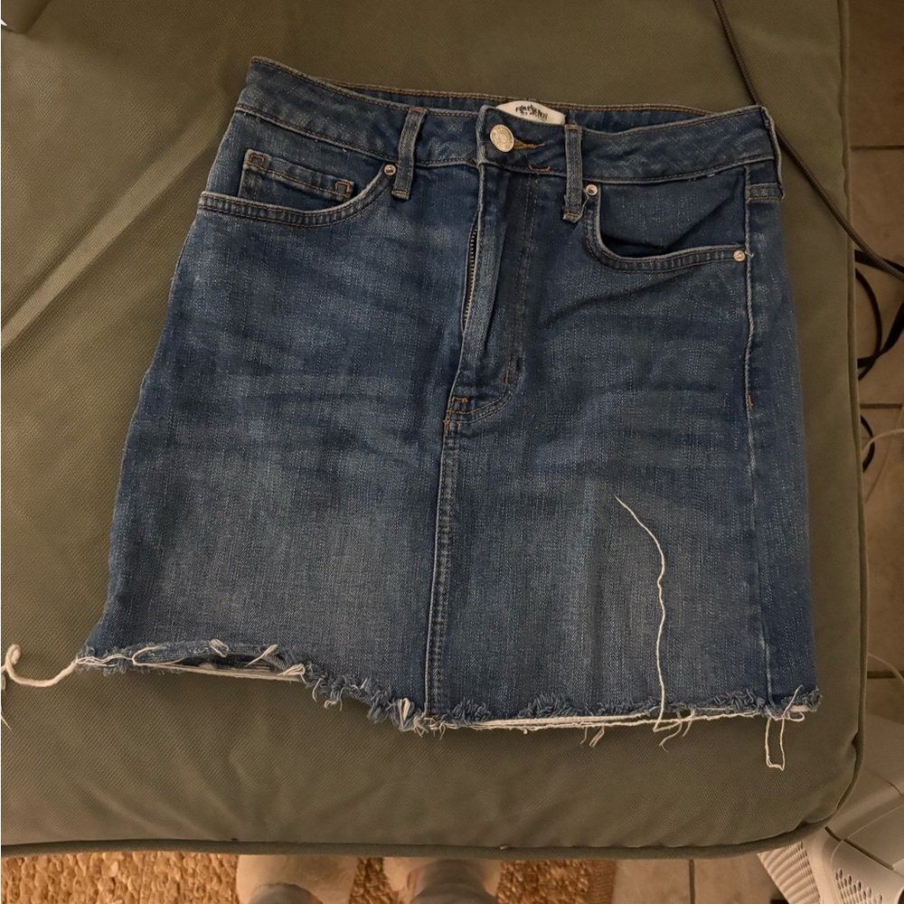 Blue Asymmetrical Mini Pencil Skirt